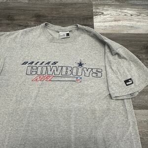 Vintage‎ 90s Puma Dallas Cowboys Gray White Mens L Short Sleeve Football T-Shirt